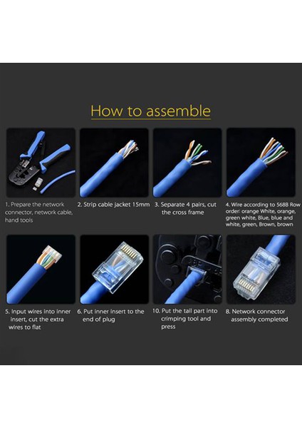 50PCS Cat6 RJ45 Konnektör Utp Kablo Ethernet Jack 8P8C Ağ Kat 6 Modüler Fişler 6 5mm RJ45 Kapakları (Yurt Dışından) fırsatları