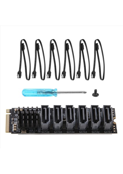 Pcıe&#39 Den Sata&#39 Ya 6gpbsx6-Port Genişletme Kartı+Sata Kablosu M 2 Mkey Pcı-E Rıser Kart M 2 Nvme-Sata3 0 ASM1166 Destek Pm (Yurt Dışından) fırsatları