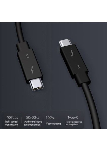 Thunderbolt 3 Veri Kablosu Için 3x Typec Kablosu 40GBPS Tam Hız 100W Hızlı Şarj 5k Şanzıman 50CM (Yurt Dışından) fırsatları