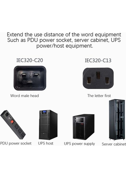 Iec 320 C13 - C20 Ac Güç Kaynağı Uzatma Kablosu Adaptörü Pdu Ups (1 8m) (Yurt Dışından) fiyatları