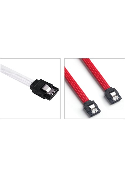 2pcs 50CM Sata 3 0 Iıı Sata3 7pin Veri Kablosu 6gb/s SSD Kablolar HDD Sabit Disk Veri Kablosu Naylon Sleyved Premium Versiyon (Beyaz ve Kırmızı) (Yurt Dışından)