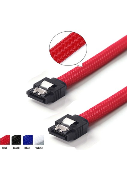 2pcs 50CM Sata 3 0 Iıı Sata3 7pin Veri Kablosu 6gb/s SSD Kablolar HDD Sabit Disk Veri Kablosu Naylon Sleyved Premium Versiyon (Beyaz ve Kırmızı) (Yurt Dışından) fırsatları