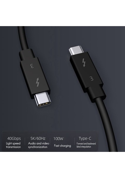 Thunderbolt Için 2x Typec Kablosu 3 Veri Kablosu 40GBPS Tam Hız 100W Hızlı Şarj 5k Şanzıman 50CM (Yurt Dışından) modelleri