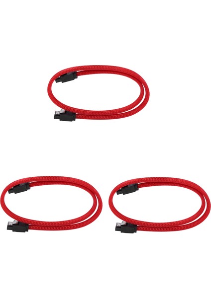 3x 50CM Sata 3 0 Iıı Sata3 7pin Veri Kablosu 6gb/s SSD Kablolar Naylonlu Kesen Premium Versiyonlu Sabit Disk Veri Kablosu (Kırmızı) (Yurt Dışından)