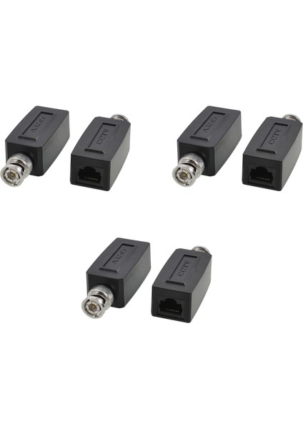 3x Cctv Kamera Koaksisi Bnc RJ45 Utp Cat5 Aktif Video Balun Alıcı -Verici Çifti (Yurt Dışından)