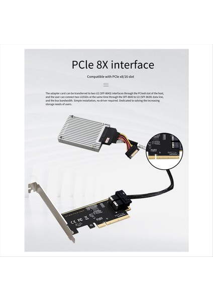 Pcıe 8x Ila 2 Bağlantı Noktası U 2 Adaptör Kartı SFF8643 Çift Nvme SSD Pcıe X8 Genişletme Kartı SFF8643 U2 Adaptör (Yurt Dışından) modelleri