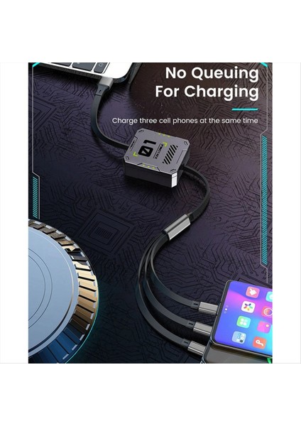 Hızlı Şarj 3 Bir Arada Veri Kablosu Type-C Type Android 1 Tow 3 Şarj Kablosu Için Çok Fonksiyonlu Geri Çekilebilir (Yurt Dışından)