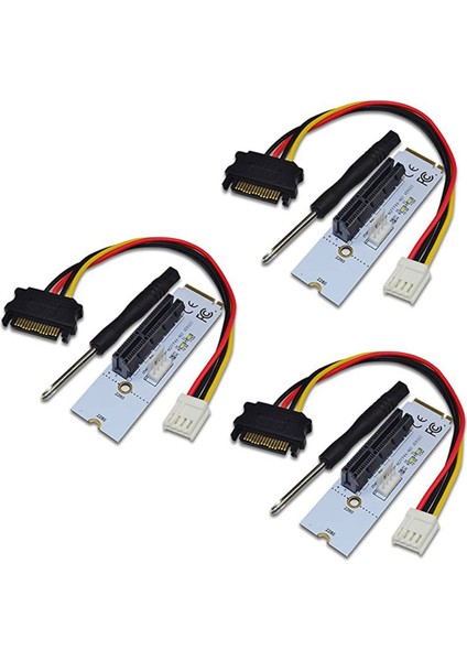 3x Ngff M 2-Pcı-E 4x Yükseltici Kartı M2 Anahtar M-Pcıe X4 Adaptör Eth Bitcoin Madenciliği Için LED Voltaj Göstergesi (Yurt Dışından)