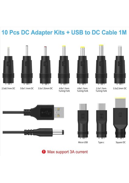 2x Dc Güç Kablosu Usb&#39 Ye 5 5x2 1 Çok Fonksiyonlu Dc Değiştirilebilir Fiş (Yurt Dışından) fırsatları