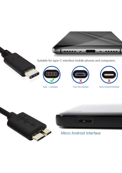 2x Sabit Sürücü Kablosu USB 3 1 Tip-C Erkek-Usb 3 0 Micro-B Tablet Telefonu Için Mikro B Erkek Veri Kablosu (Yurt Dışından) fırsatları