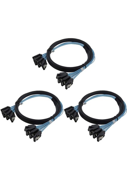 3x Sas Kablo Sata Kablosu Yüksek Hız 6gbps 4 Bağlantı Noktası/sunucu Sunucu Için 0 5 Metre (Yurt Dışından)