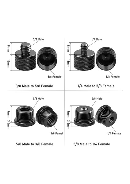 2set Mikrofon Stand Mic Boom Kol Seti Mikro Diş Adaptörleri-5/8 Dişi-3/8 Erkek ve 5/8 Dişi Ila 1/4 Erkek Vb (Yurt Dışından) fırsatları