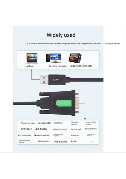 Waveshare USB - RS232 Seri Kablosu USB Tip A&#39 Dan Db9 Dıb9 FT232RL Chıp Çok Işlevli Çip Uygun Seri Kablo (Yurt Dışından)