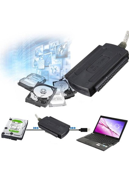 2x USB 2 0 Erkek - Ide Sata 2 5 Inç 3 5 Inç Dönüştürücü Adaptör Kablosu Sabit Disk HDD Siyah (Yurt Dışından) fiyatları
