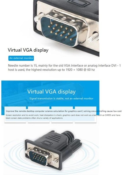 VGA Sanal Ekran Adaptörü Erkek Kukla Fiş Edid Headless Hayalet Emülatör Kilit Plakası VGA Adaptör (Yurt Dışından) indirimleri
