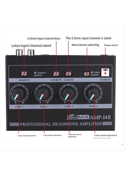 Amp - I4ⅱ Profesyonel 4 Kanallı Kulaklık Amplifikatörü Ses Kompakt Stereo Amp+6 35MM 3 5mm Giriş Ses Kontrolü Abd Fişi (Yurt Dışından) fiyatları