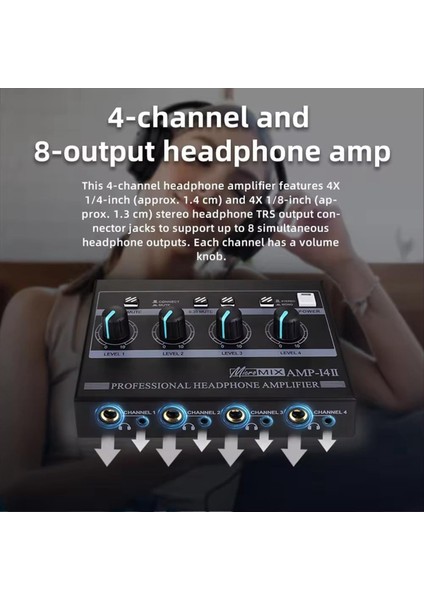 Amp - I4ⅱ Profesyonel 4 Kanallı Kulaklık Amplifikatörü Ses Kompakt Stereo Amp+6 35MM 3 5mm Giriş Ses Kontrolü Abd Fişi (Yurt Dışından) indirimleri
