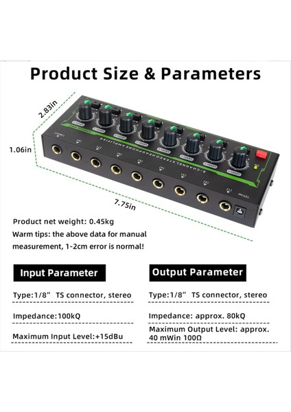 8 Kanallar Mini Stereo Kulaklık Amplifikatörü HA800S Pro Ultra Kompakt Ses Amplifikatörü Güç Adaptörü Us Fişi ile (Yurt Dışından) modelleri