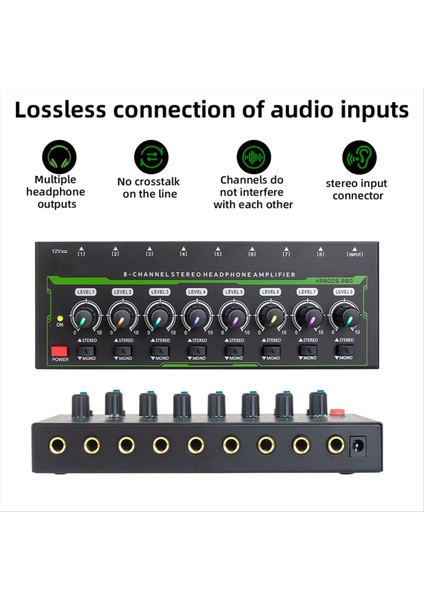 8 Kanallar Mini Stereo Kulaklık Amplifikatörü HA800S Pro Ultra Kompakt Ses Amplifikatörü Güç Adaptörü Us Fişi ile (Yurt Dışından) fırsatları