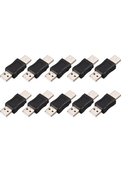 10X USB Erkek - Erkek Konnektör Adaptörü Siyah (Yurt Dışından)