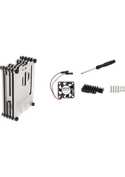 Raspberry Pi 4 Model B Için 4x Akrilik Şeffaf / Berrak ve Siyah Kasa Kapağı Raspberry Pi 4b Için Soğutma Fanı ile (Yurt Dışından) fiyatları