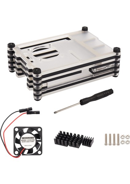 Raspberry Pi 4 Model B Için 4x Akrilik Şeffaf / Berrak ve Siyah Kasa Kapağı Raspberry Pi 4b Için Soğutma Fanı ile (Yurt Dışından) modelleri