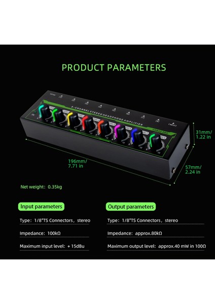 HA800 Pro 8 Kanal Kulaklık Amplifikatörü Rgb Stereo Amp Mikroamp Amplifikatörü Müzik Mikser Kayıt Ses Amplifikatörü (Ab) (Yurt Dışından)