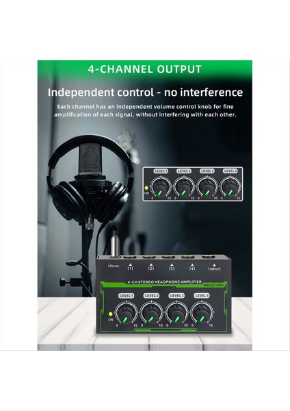 Kulaklık Amplifikatörü 4 Kanal Stereo Ses Amplifikatörü Canlı ve Kayıt Stüdyosu Için Mini Kulaklık Ayırıcı (Yurt Dışından)