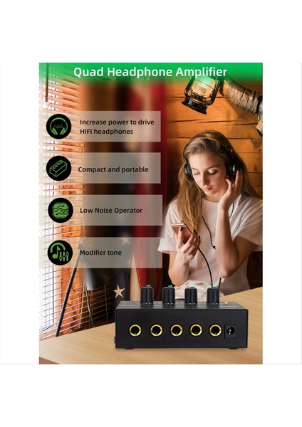 Kulaklık Amplifikatörü 4 Kanal Stereo Ses Amplifikatörü Canlı ve Kayıt Stüdyosu Için Mini Kulaklık Ayırıcı (Yurt Dışından) indirimleri
