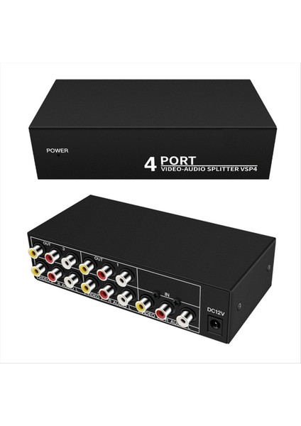 4 Yollu Av Splitter 1 4&#39 Ten Çıkış Kompozit Rca Av Splitter 1x4 Video Ses Rca Ayrıştırıcı Distribütör DVD C-Vbs Abd Fişi Için (Yurt Dışından) fiyatları