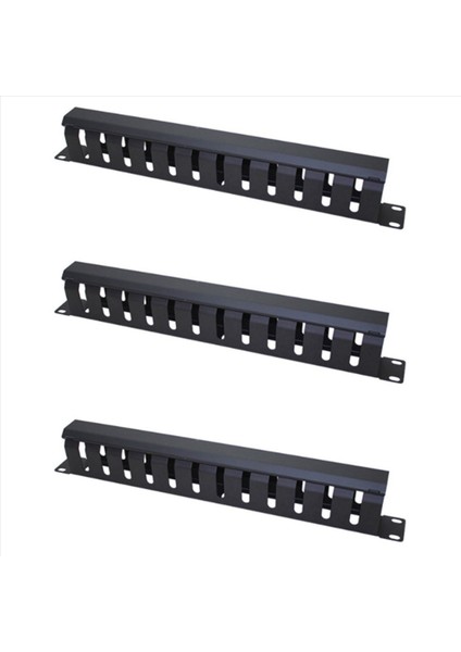 3x 1u Kablo Yönetimi Yatay Montaj 19 Inç Sunucu Rafı 12 Yuvalı Metal Parmak Kanalı Teli Organizatör Kapak (Yurt Dışından)