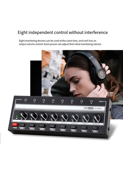 HA800S Ultra Kompakt Ses Amplifikatörü 8 Kanallar Mini Stereo Kulaklık Amplifikatörü Stereo Anahtarlama Gücü Amplifikatör-Ab Fişi (Yurt Dışından) fırsatları