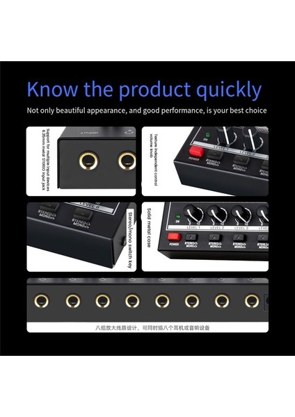 HA800S Ultra Kompakt Ses Amplifikatörü 8 Kanallar Mini Stereo Kulaklık Amplifikatörü Stereo Anahtarlama Gücü Amplifikatör-Abd Fiş (Yurt Dışından) fiyatları