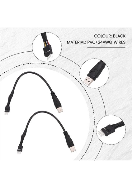 2pcs 20CM 9 Pin Erkek Harici USB Bir Erkek Pc Ana Pano Dahili Veri Uzatma Kablosu (Yurt Dışından) indirimleri