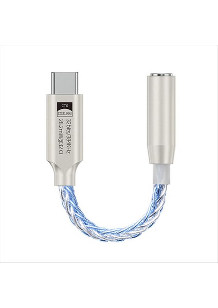 32BIT 384KHZ Hıfı USB Tip C Ila 3 5mm Ses Adaptör Hi-Res Dac Dijital Ses Kodlayıcı Jack Aux Dönüştürücü Mavi (Yurt Dışından)