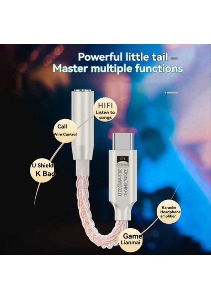 32BIT 384KHZ Hıfı USB Tip C Ila 3 5mm Ses Adaptör Hi-Res Dac Dijital Ses Kodlayıcı Jack Aux Dönüştürücü Mavi (Yurt Dışından) modelleri