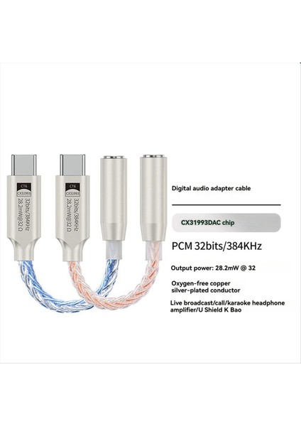 32BIT 384KHZ Hıfı USB Tip C Ila 3 5mm Ses Adaptör Hi-Res Dac Dijital Ses Kodlayıcı Jack Aux Dönüştürücü Mavi (Yurt Dışından) fırsatları