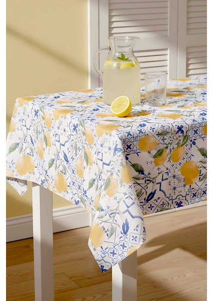 Çini Limon Desenli Masa Örtüsü, Sofra Bezi, Piknik Örtüsü