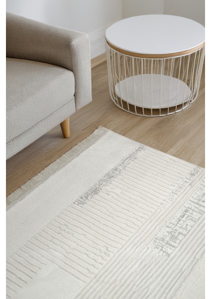 Beyaz Gri Polyester Dokuma Halı – Saçaklı, Antibakteriyel, Toz Tutmaz Modern Salon & Yolluk Halısı fiyatları