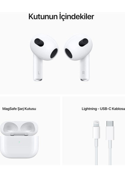 Airpods (3. Nesil) ve Magsafe Şarj Kutusu Bluetooth Kulaklık MME73TU/A - Outlet modelleri