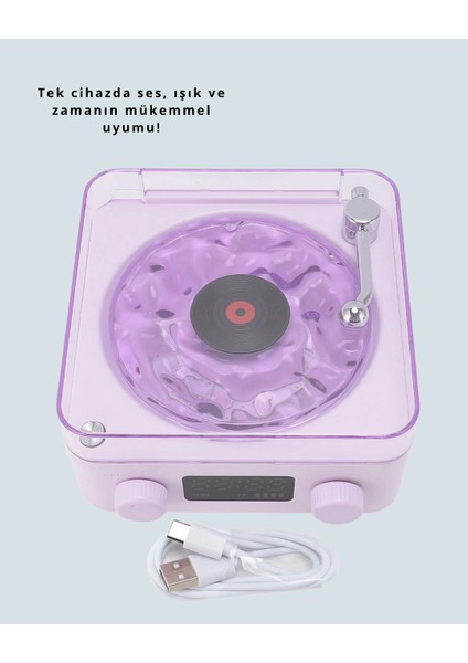 360° Sesli Kablosuz Hoparlör – Retro Tasarım ve Projektör Işığı fiyatları