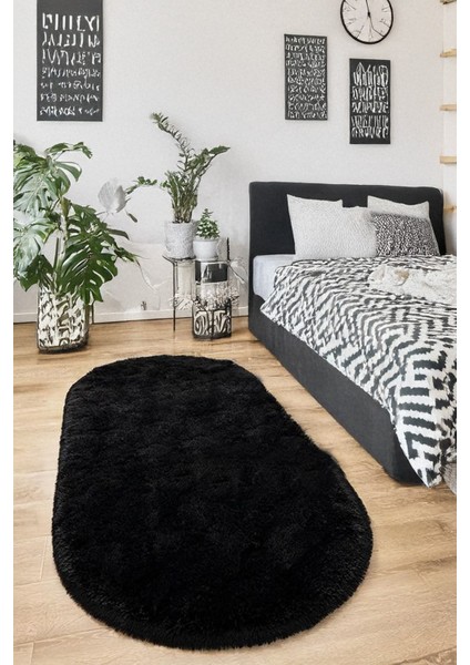 Santiva Home Siyah Oval Post Peluş Halı – Ultra Yumuşak, Antibakteriyel, Kaymaz Dot Tabanlı, Makinada Yıkanabilir Peluş Yolluk Halısı modelleri