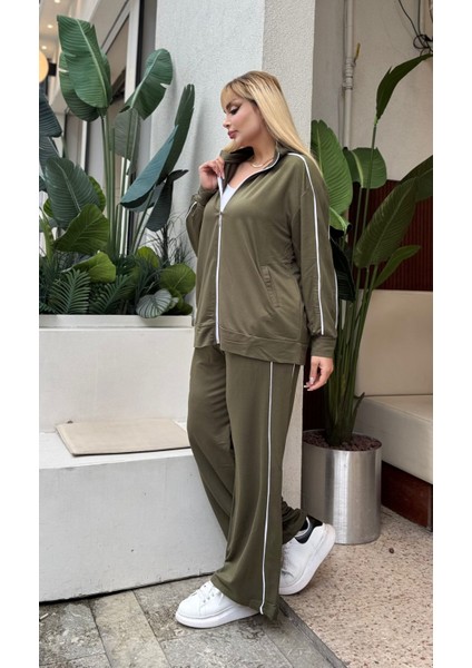 Kadın Büyük Beden Çift Biye Detay Likralı Kristal Iki Iplik Takım modelleri