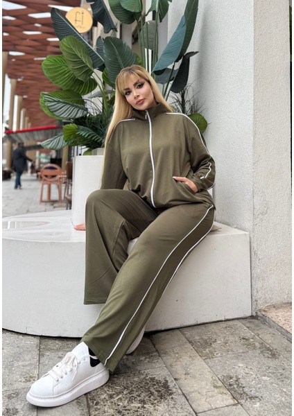 Kadın Büyük Beden Çift Biye Detay Likralı Kristal Iki Iplik Takım