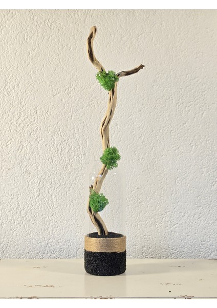 El Yapımı Doğal Ahşap & Cam Dekor – 3 Renk Seçenekli Minimal Masa Üstü Obje (Beyaz, Kum, Siyah)