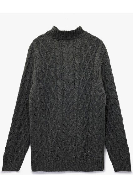 Uzun Kollu Dokulu Yarım Fermuarlı Triko Kazak fiyatları