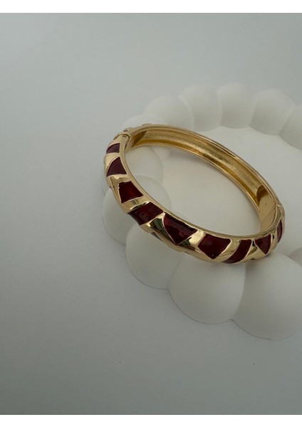 Özel Seri Üçgen Desen Kalın Bordo Renkli Kelepçe modelleri