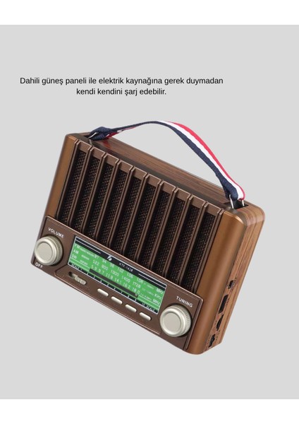 Güneş Enerjili Taşınabilir Hoparlör KTF-1428 Bluetooth Radyo USB Sd Kart Destekli indirimleri