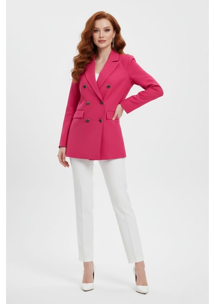 Kadın Fuşya Klasik Blazer Ceket