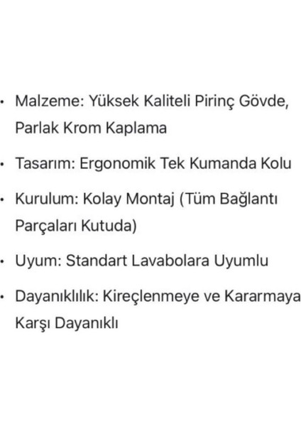 Tuaarmatür Lavabo Bataryası Sabit Banyo Modern Tezgah Üstü Krom fırsatları